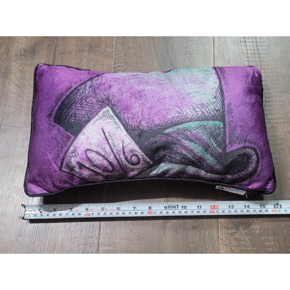 Disney Parks Alice in Wonderland Mad Hatter Hat Purple Plush Throw‎ Pillow 15x8